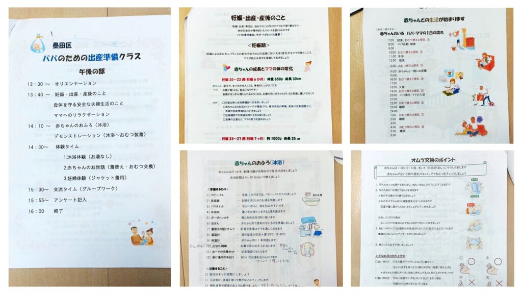 僕が参加した両親学級（父親学級）の資料